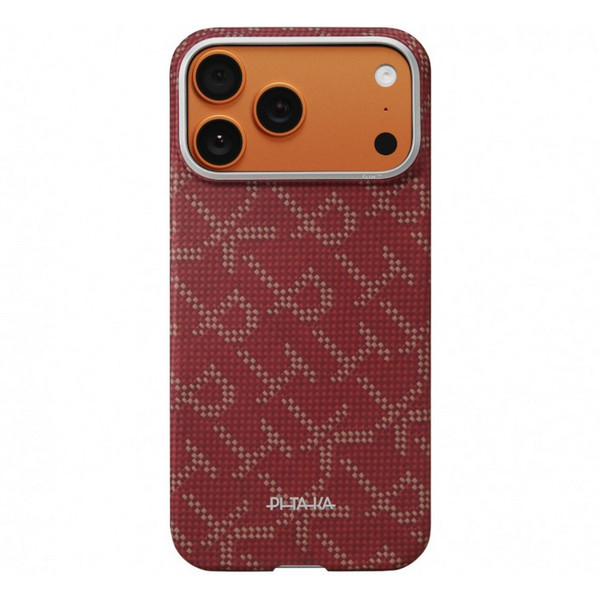 картинка Чехол Pitaka Ultra-Slim Case для iPhone 17 Pro Max 6.9'', Monogram-Gold/ Red от магазина КомпьютерЦентр