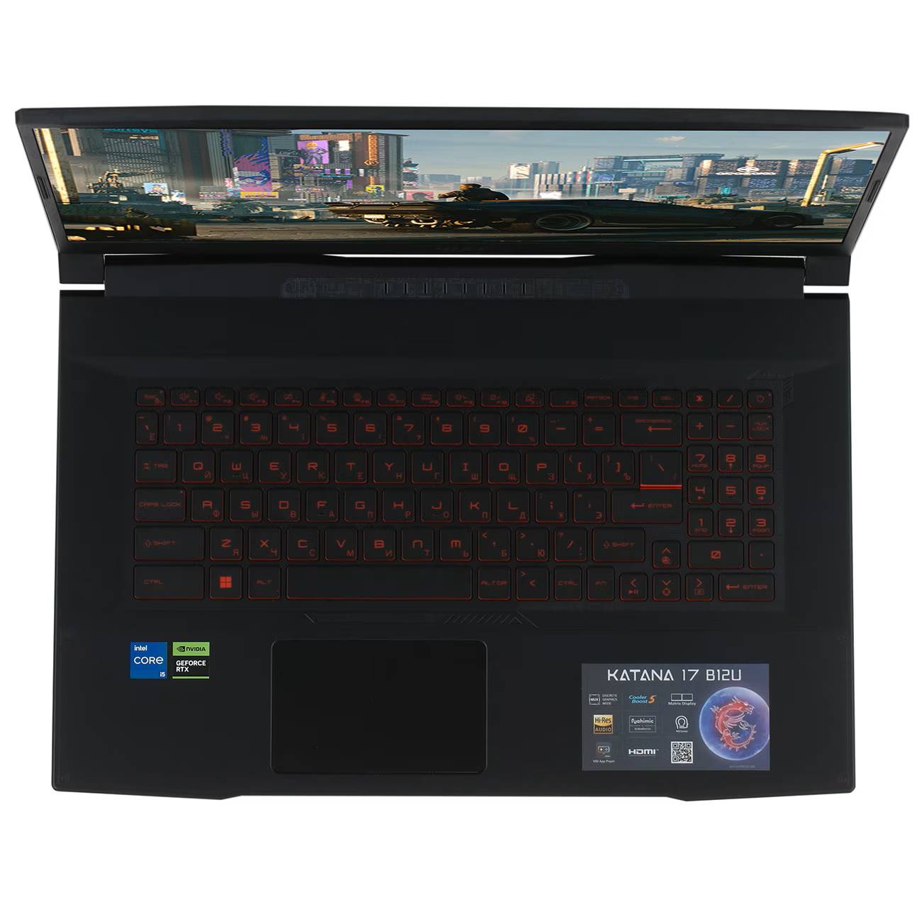 картинка Ноутбук MSI GF76 Katana (B12UCR-1024XRU) 17.3'' (FHD/ IPS/ 144Hz) Core i5 12450H/  8Gb DDR5/  SSD 512Gb / NV RTX3050/  DOS/  2.6 кг/  Black от магазина КомпьютерЦентр