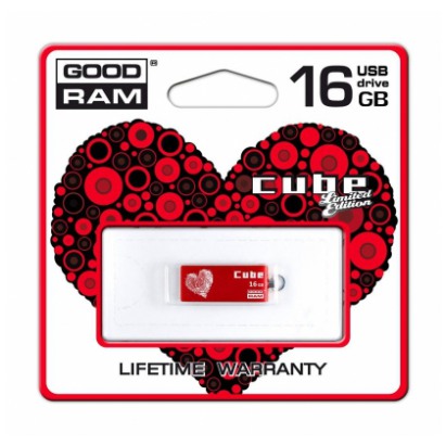 картинка Флешка USB Goodram 16Gb Cube Valentin Red (PD16GH2GRCURR9+V) от магазина КомпьютерЦентр