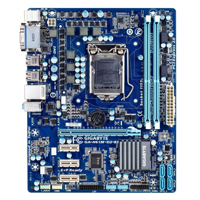 картинка Материнская плата Gigabyte GA-H61M-D2-B3 (GA-H61M-D2-B3) от магазина КомпьютерЦентр