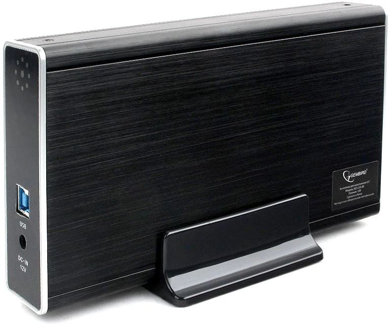 картинка Карман для HDD/ SSD 3.5'' Gembird EE3-U3S-80, черный, USB 3.0, SATA, HDD/ SSD, алюминий, сенсорная кнопка, блок питания от магазина КомпьютерЦентр