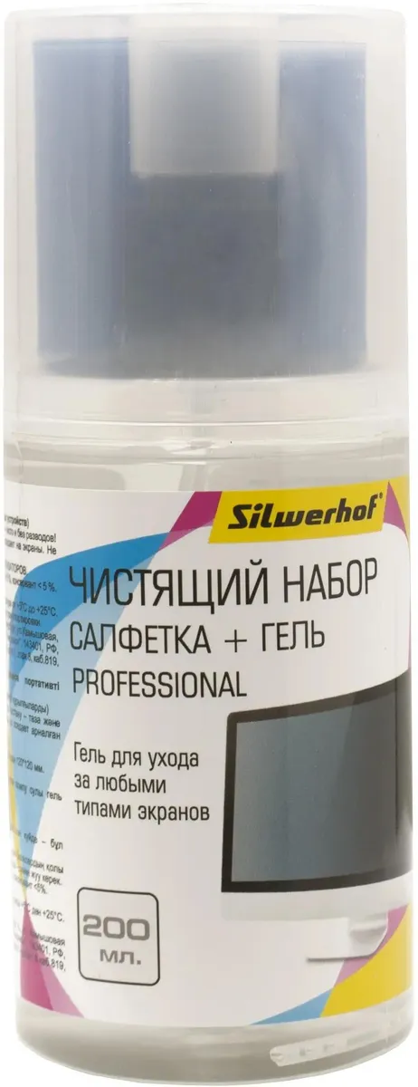 картинка Чистящий набор (салфетка + гель) Silwerhof для экранов и оптики 200мл (1937811) от магазина КомпьютерЦентр
