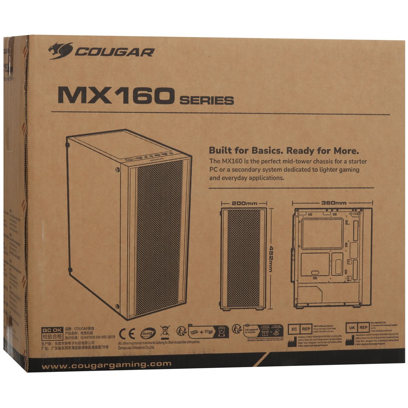 картинка Корпус Cougar Mid Tower MX160 ARGB White, USB 3.0x2, Type-C, 4xARGB fan, no PSU от магазина КомпьютерЦентр