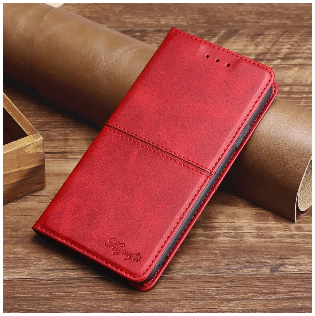 картинка Чехол-книжка MyPads Cuciture Eleganti для Xiaomi Redmi 5 красный от магазина КомпьютерЦентр