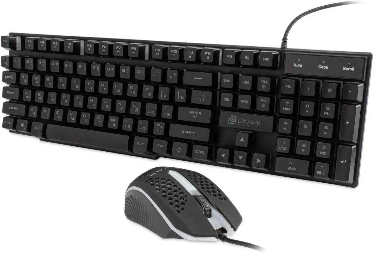 картинка Комплект Oklick 400GMK клав:черный мышь:черный USB LED (1546779) от магазина КомпьютерЦентр
