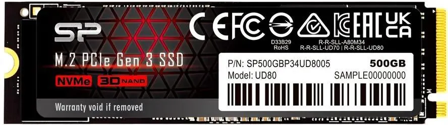 картинка SSD накопитель 500Gb SiliconPower UD80 M.2 2280 (SP500GBP34UD8005) от магазина КомпьютерЦентр