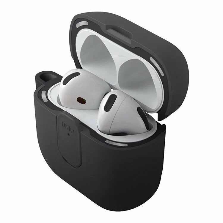 картинка Чехол из полиуретана Uniq CLYDE для AirPods Pro 4, цвет уголь/ темно серый (CHARCOAL/ DARK GREY) от магазина КомпьютерЦентр