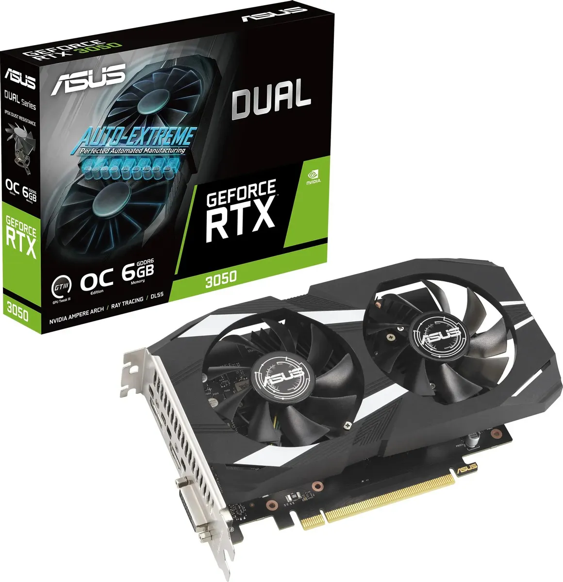 картинка Видеокарта 6Gb GDDR6 GeForce RTX 3050 Asus (DUAL-RTX3050-O6G) от магазина КомпьютерЦентр