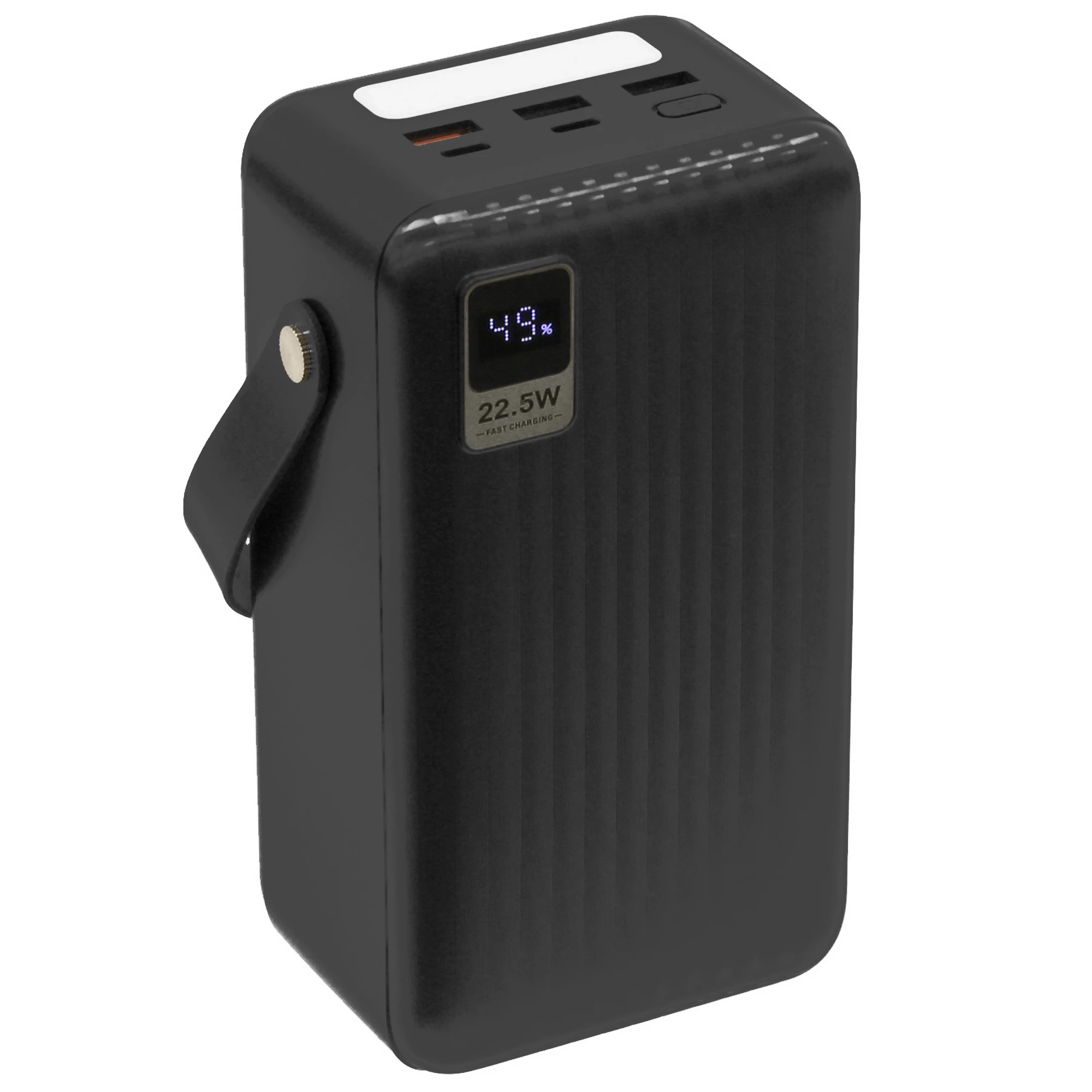 картинка Внешний аккумулятор FinePower Giant 60, 60 000 mAh 22,5W, 3xUSB-A(out), 2xUSB-C(in/ out), Li-pol, пластик, фонарик, LCD, ручка, черный от магазина КомпьютерЦентр