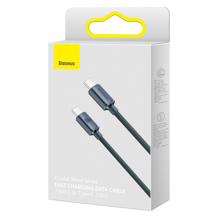 картинка Baseus Data Cable Type-C 200cm Crystal Shine Series 100W CAJY000701 Gray от магазина КомпьютерЦентр