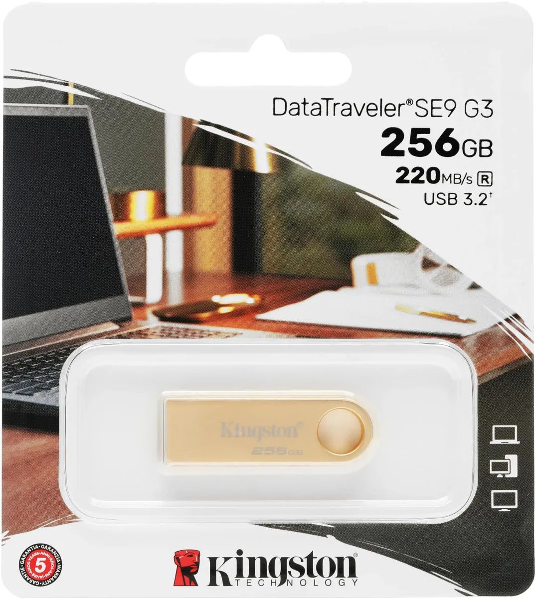 картинка USB3.0 накопитель 256Gb Kingston DataTraveler SE9 Gold (DTSE9G3/ 256GB) от магазина КомпьютерЦентр