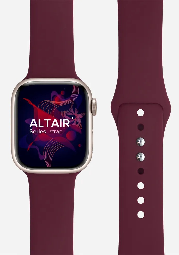 картинка Силиконовый ремешок для Apple Watch 42/ 44/ 45/ 49 mm LYAMBDA ALTAIR DS-APS08-44-WR, бордовый от магазина КомпьютерЦентр
