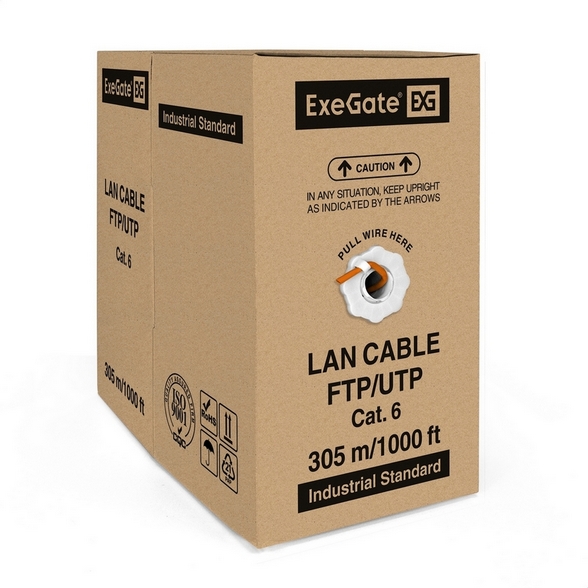 картинка Кабель FTP ExeGate (EX289279RUS) Cat6 23AWG, экран, бухта (305м) оранжевый LSZH от магазина КомпьютерЦентр