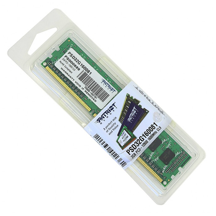 картинка Оперативная память Patriot DIMM DDR3 2Gb 1600MHz PC3-12800 от магазина КомпьютерЦентр