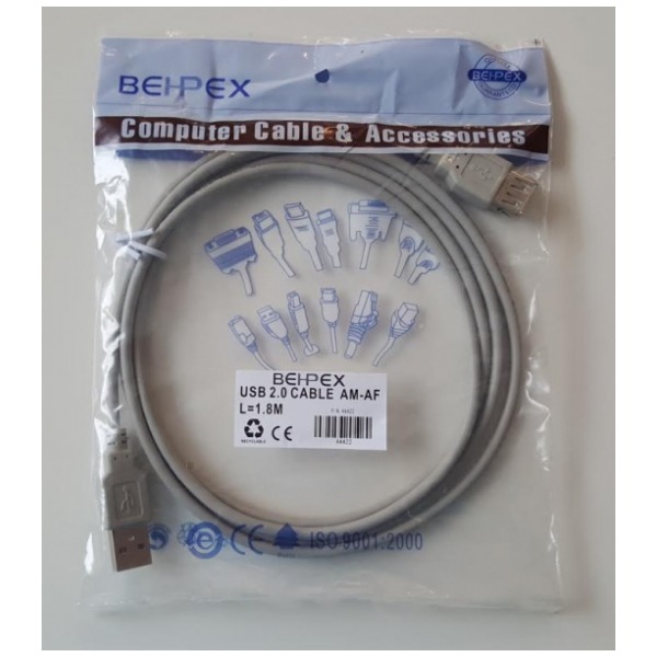 картинка Кабель Behpex USB 2.0 A->F 1.8 м (44422) от магазина КомпьютерЦентр