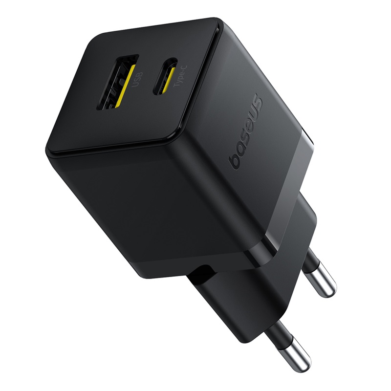 картинка СЗУ Baseus Palm Fast Charger C+U 20W EU Cluster Black (with Cable USB-C to USB-C 60W) от магазина КомпьютерЦентр
