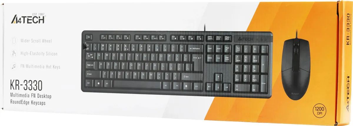 картинка Комплект A4tech KR-3330 Black, USB (клавиатура+мышка) от магазина КомпьютерЦентр