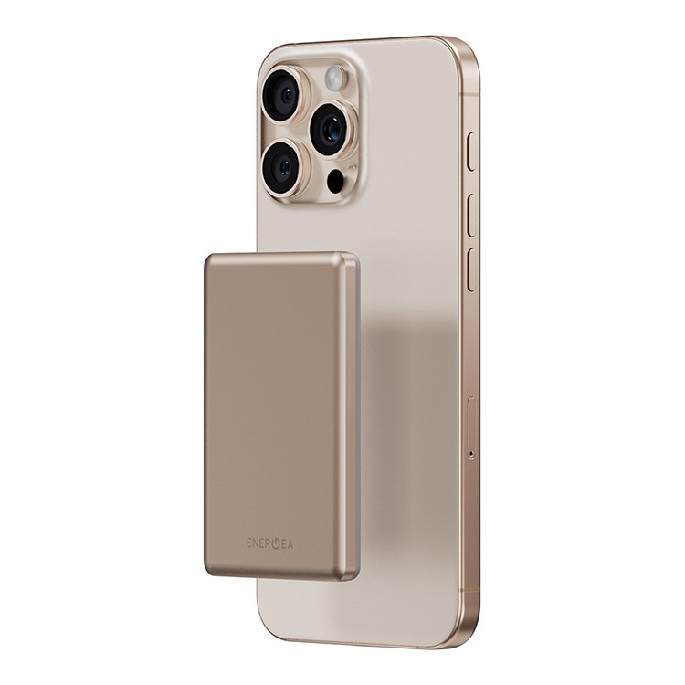 картинка Внешний аккумулятор EnergEA Alupac Mini 5K, 5000 mAh MAGSAFE - золото (Gold) от магазина КомпьютерЦентр