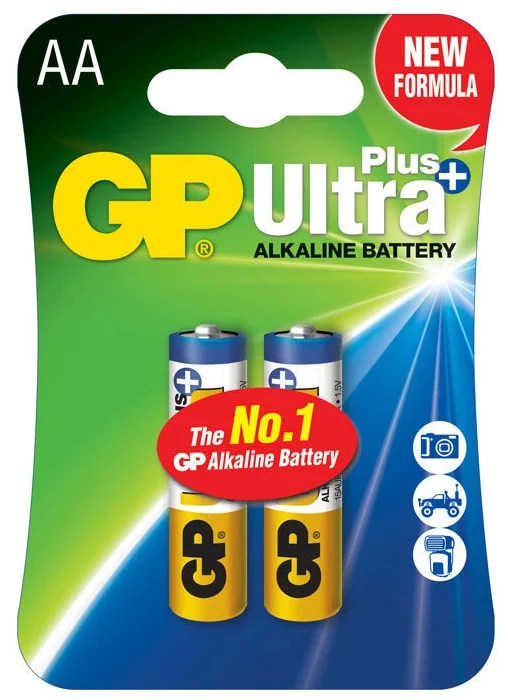 картинка Батарейки GP Ultra Plus Alkaline 15AUP LR6 AA (2шт) (GP 15AUP-2CR2 ULTRA PLUS) от магазина КомпьютерЦентр