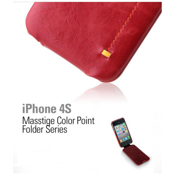 картинка Чехол Zenus Premium Leather Case Masstige color point folder Fierce Red for iPhone 4/4S от магазина КомпьютерЦентр