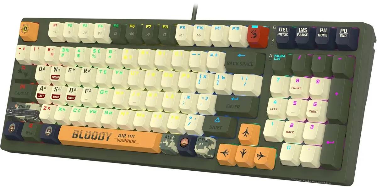 картинка Клавиатура A4Tech Bloody S98 Aviator, зеленый, for gamer, LED (S98 AVIATOR) от магазина КомпьютерЦентр