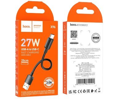 картинка Кабель HOCO X96 Hyper 27W charging data cable Type-C (0.25M) black от магазина КомпьютерЦентр