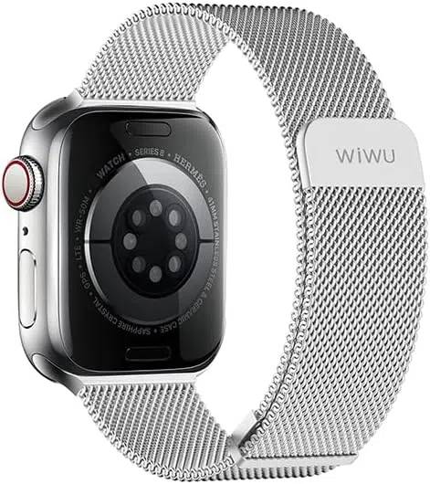 картинка Металлический ремешок WiWu Milanese Magnetic Wi-WB005 для Apple Watch 42/ 44/ 45/ 49mm, Серебристый от магазина КомпьютерЦентр