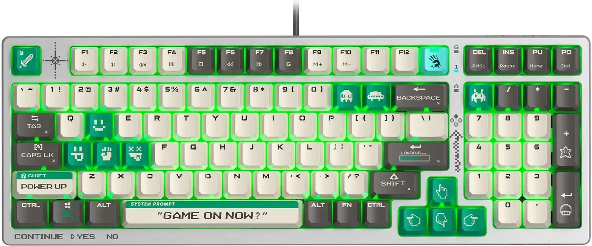 картинка Клавиатура A4Tech Bloody S98 Pixels Green механическая белый/ бежевый USB for gamer LED (S98 Pixels Green) от магазина КомпьютерЦентр