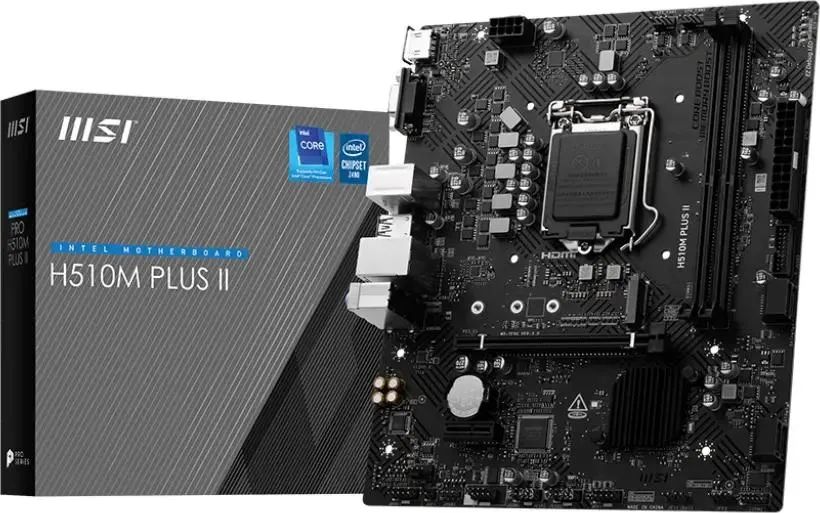 картинка Материнская плата MSI H510M PLUS II, S1200; Intel H510; 2xDDR4; 4xSATA, 8ch (7.1); GbLAN, mATX, HDMI, VGA от магазина КомпьютерЦентр