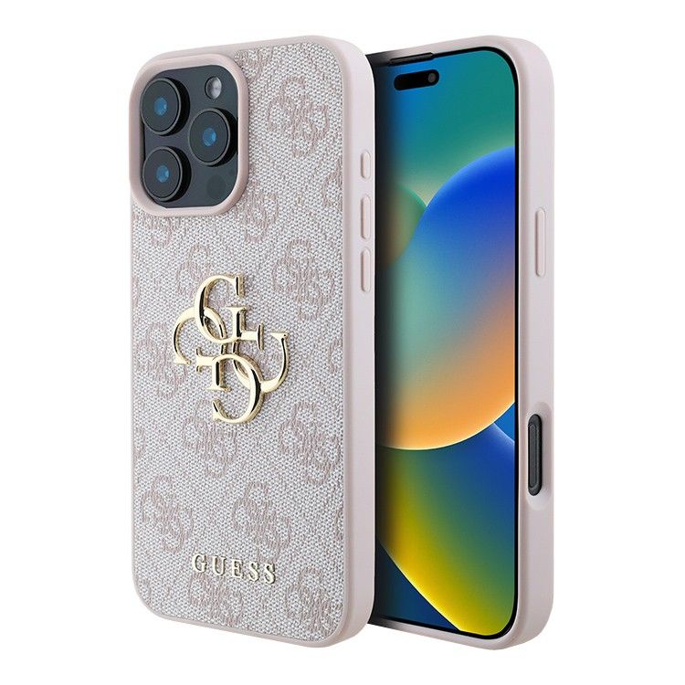картинка Чехол Guess для iPhone 16 Pro Max PU 4G Big metal logo Hard Pink от магазина КомпьютерЦентр