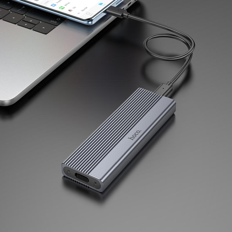 картинка Карман для SSD Hoco HB47A, M.2 SSD Enclosure (USB 3.2/ 10Gbps) Metal Gray от магазина КомпьютерЦентр