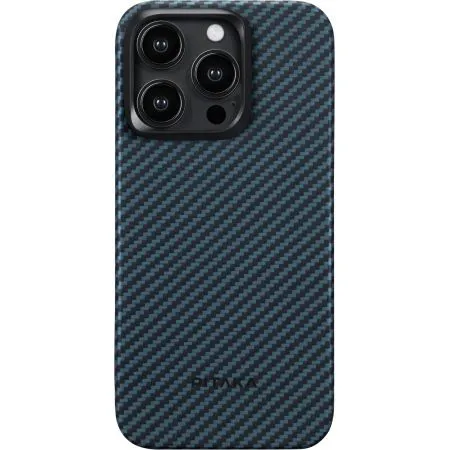 картинка Чехол PITAKA MagEZ Case 4 для iPhone 15 Pro 6.1'', черный/ синий (Twill Black/ Blue) 1500D от магазина КомпьютерЦентр