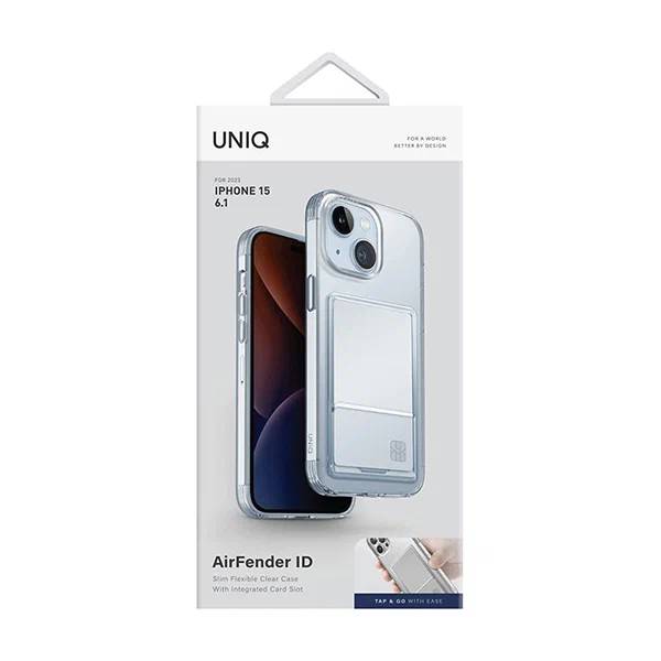 картинка Чехол со слотом под карту Uniq HYBRID AIR FENDER ID для iPhone 15 6.1'', прозрачный (Transparent) (IP6.1(2023)-AFIDTRAN) от магазина КомпьютерЦентр
