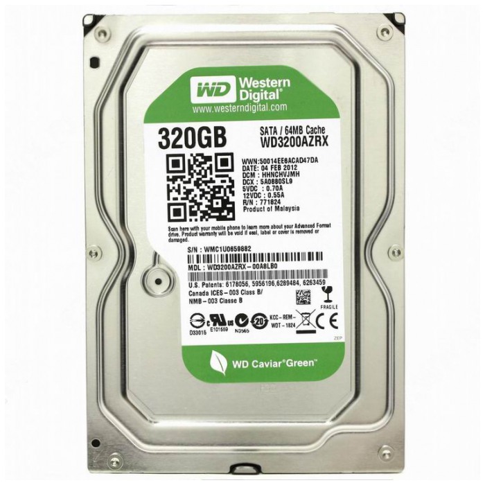 картинка Жесткий диск Western Digital 320Gb Caviar Green 3.5″ 64Mb 5400rpm SATA3 (WD3200AZRX) от магазина КомпьютерЦентр