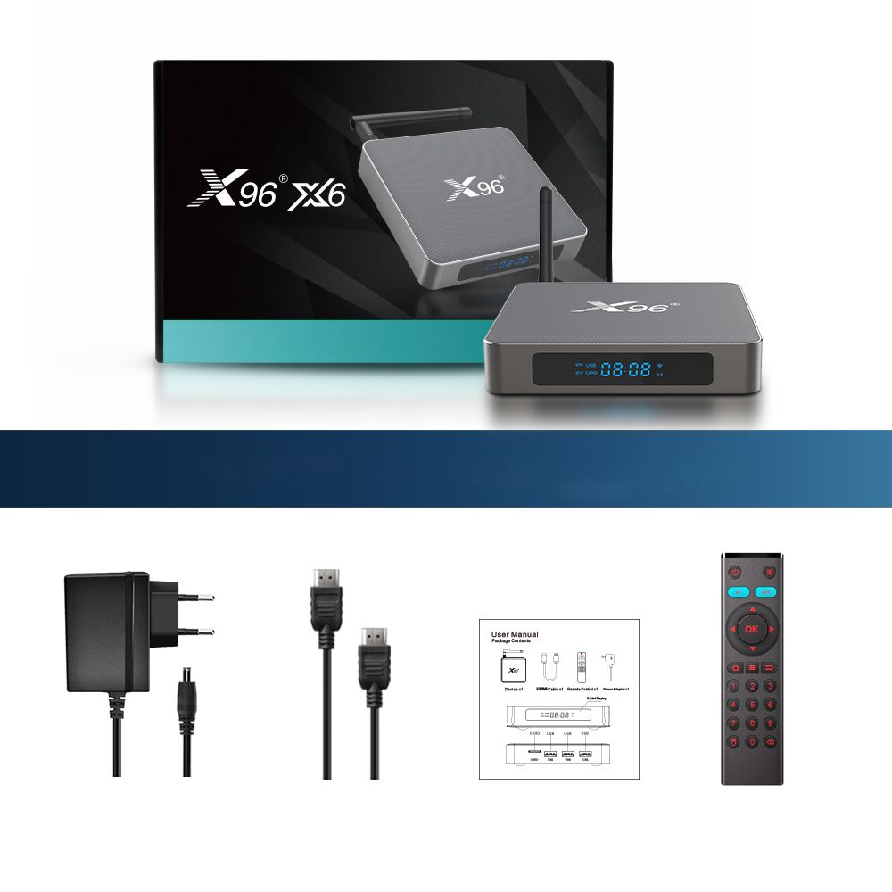 картинка Медиаплеер X96 X6 Android 11, 4 ГБ/ 32 ГБ, Wi-Fi, Bluetooth, черный от магазина КомпьютерЦентр