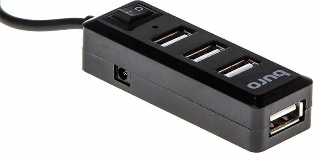 картинка HUB 4-port Buro BU-HUB4-0.5L-U2.0 USB2.0 Black от магазина КомпьютерЦентр