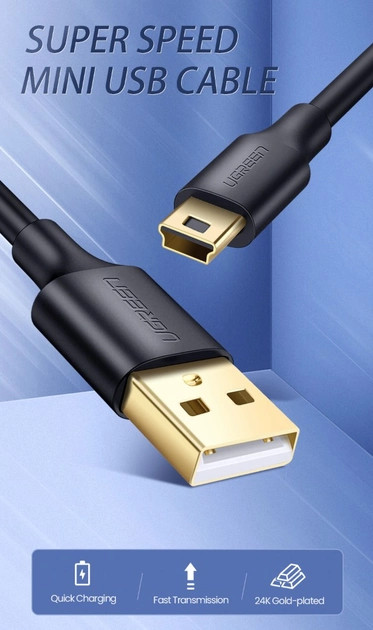 картинка Кабель USB 2.0 a->mini b 5-pin 1м Ugreen 10355 от магазина КомпьютерЦентр