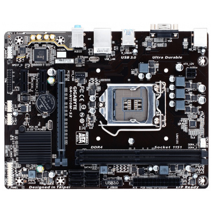 картинка Материнская плата Gigabyte GA-H110M-S2 (GA-H110M-S2) от магазина КомпьютерЦентр