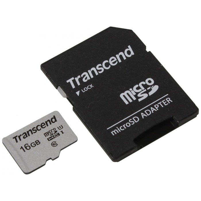 картинка Карта памяти Transcend 16Gb microSDHC class10 + SD adapter 300S  (TS16GUSD300S-A) от магазина КомпьютерЦентр