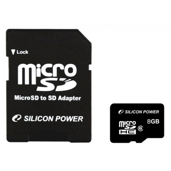 картинка Карта памяти SiliconPower 8Gb microSDHC Class 6 SD Adapter (SP008GBSTH006V10) от магазина КомпьютерЦентр