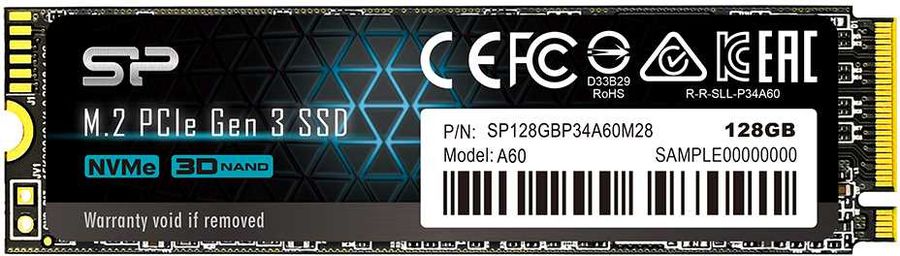 картинка SSD накопитель 128GB Silicon Power P34A60, M.2 2280, PCI-E 3x4 (SP128GBP34A60M28) от магазина КомпьютерЦентр