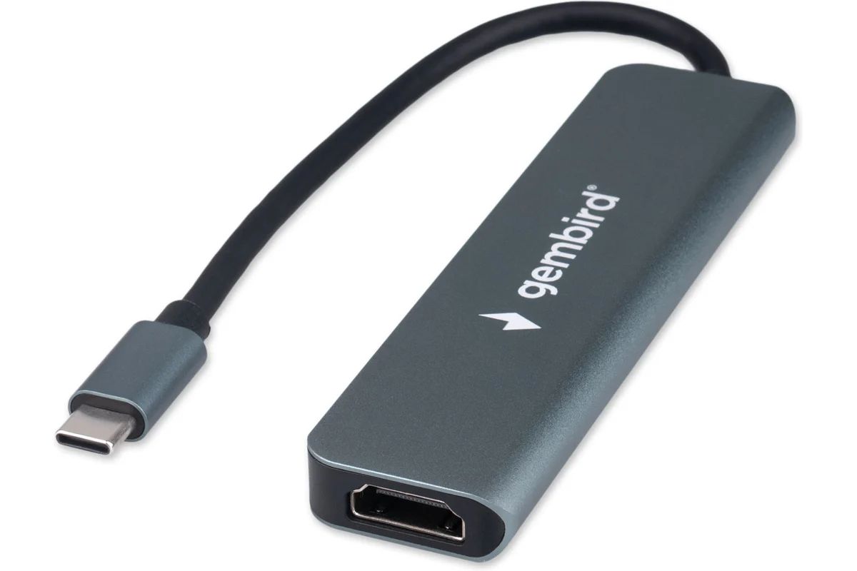 картинка HUB Gembird USB Type-C UHB-D9 6в1: USB3.1, PD100W, SD/ TF, USB2.0, HDMI, кабель 16см, алюминий от магазина КомпьютерЦентр