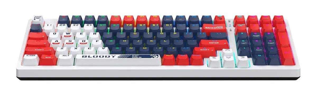 картинка Клавиатура A4Tech Bloody S98, белый/ синий, for gamer, LED (SPORTS NAVY) от магазина КомпьютерЦентр