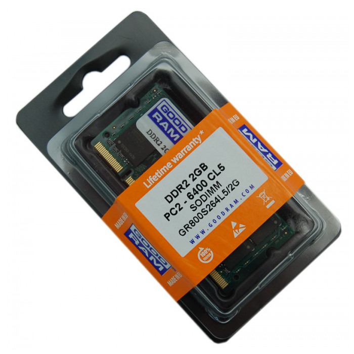 картинка Оперативная память Goodram SO-DIMM DDR2 2Gb 800MHz PC2-6400 (GR800S264L5/2G) от магазина КомпьютерЦентр