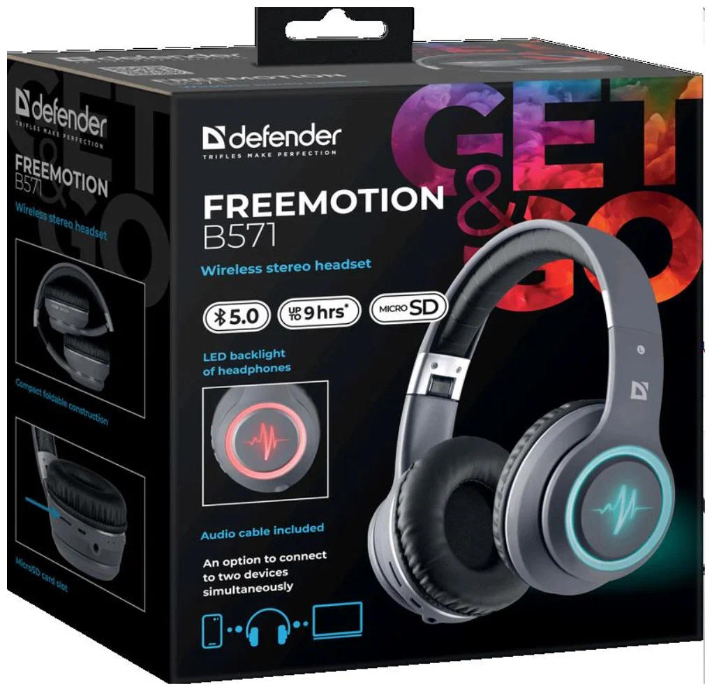 картинка Bluetooth гарнитура Defender Freemotion B571 Gray Мониторные (63571) от магазина КомпьютерЦентр