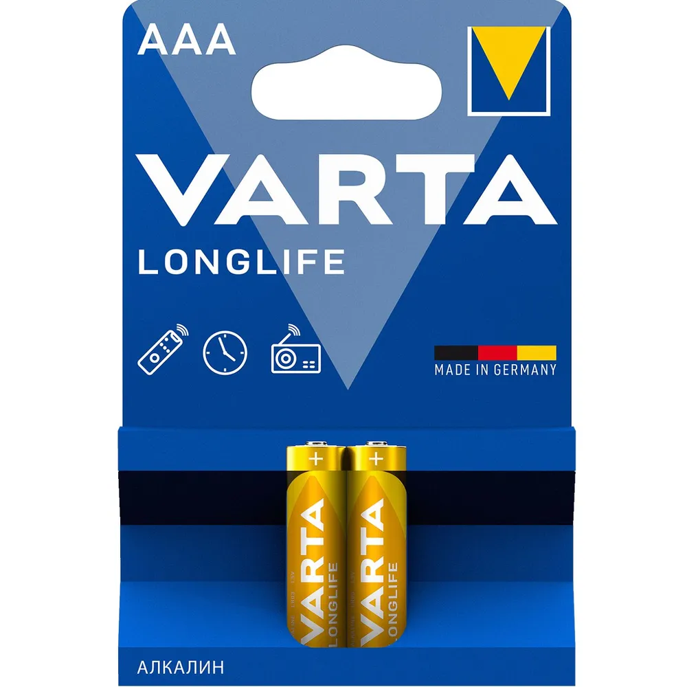 картинка Батарейки Varta Longlife Alkaline LR03 AAA (2шт) блистер 4103101412 от магазина КомпьютерЦентр