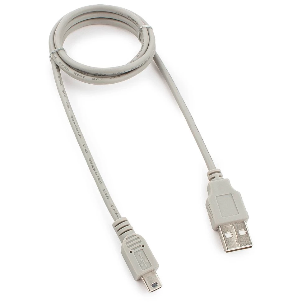 картинка Кабель USB2.0 Cablexpert CC-USB2-AM5P-3-N, AM/ MiniUSB, медь, экран, Pro, 0.9м серый, пакет от магазина КомпьютерЦентр