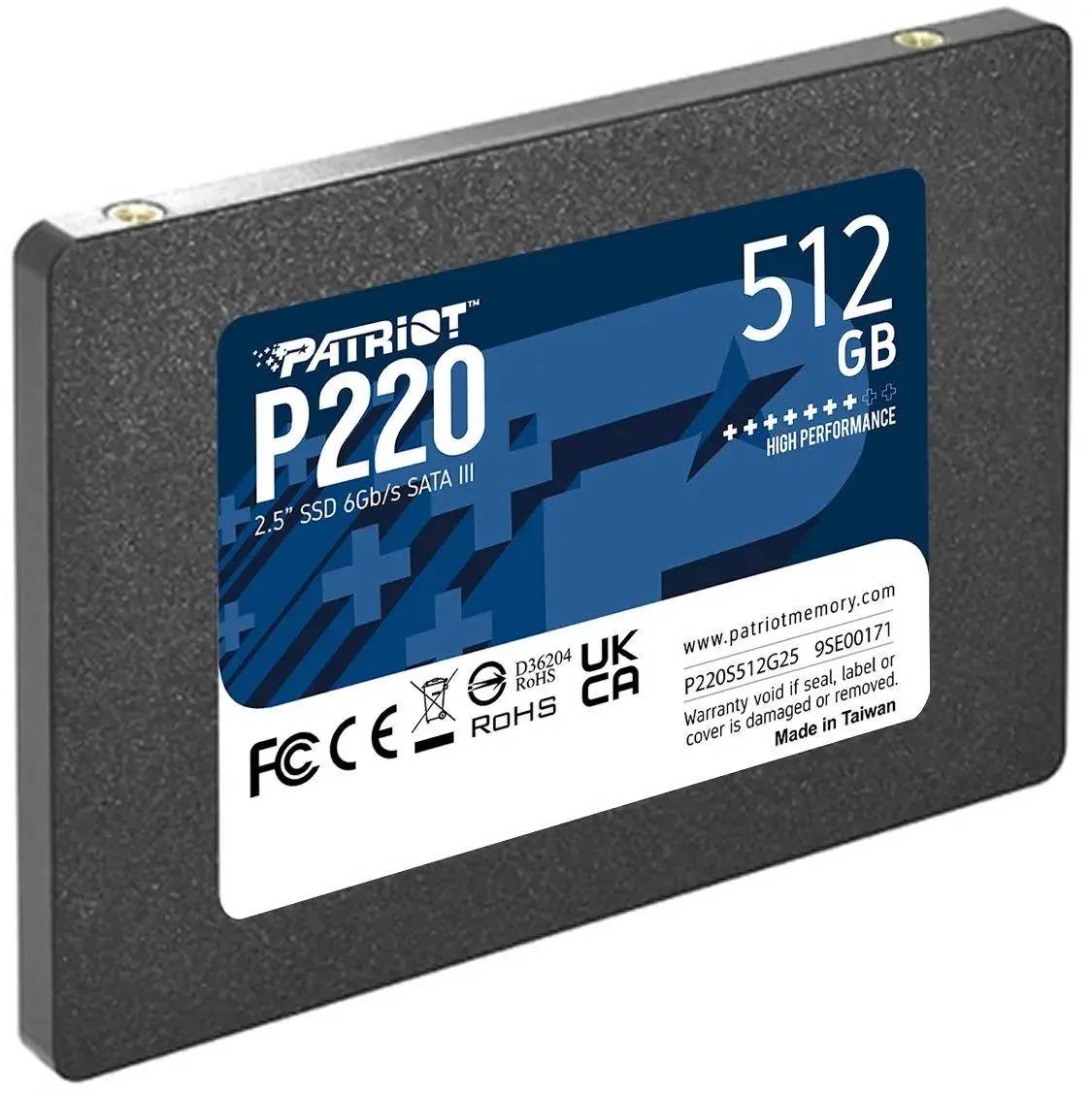 картинка SSD накопитель 512Gb 2.5'' Patriot P220 SATA III (P220S512G25) от магазина КомпьютерЦентр