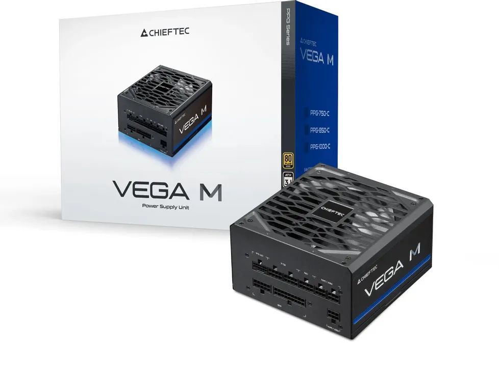 картинка Блок питания Chieftec ATX 1000W Vega M PPG-1000-C Gen.5 80+ gold (20+4pin) APFC 135mm fan 6xSATA Cab от магазина КомпьютерЦентр