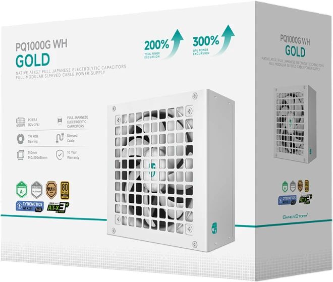 картинка Блок питания DEEPCOOL GamerStorm ATX 1000W PQ1000G WH, 1000W, 80+ Gold, ATX3.1, белый от магазина КомпьютерЦентр